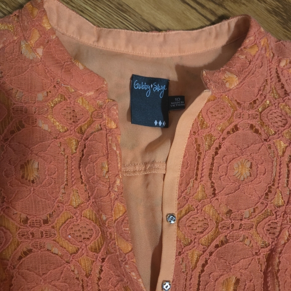 Pre-loved Gabby Skye Orange Lace Midi Dress Size 10 - Picture 5 of 10